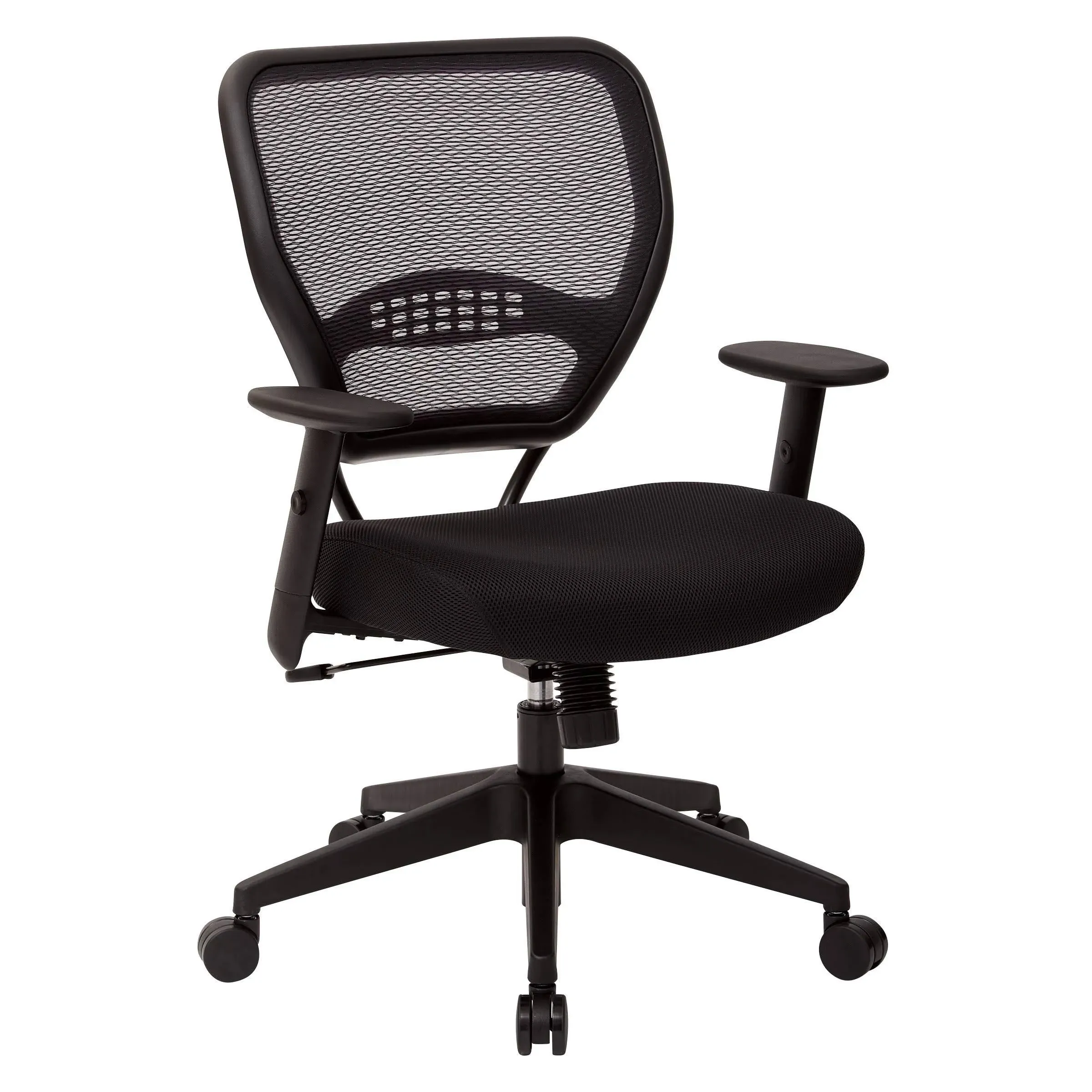 Space Seating 55 Series Professional Dark Air Grid Back Adjustable Office Desk Chair with Built-in Lumbar Support, Black Mesh