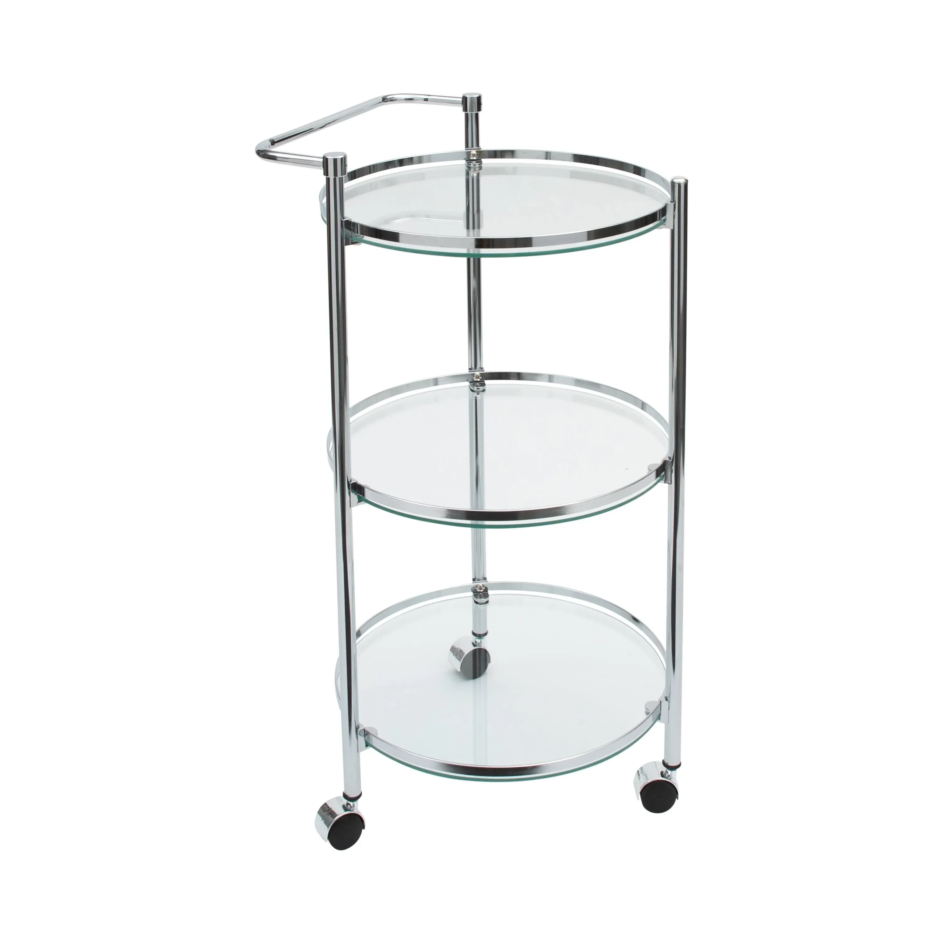 Neu Home Circular Tempered Glass Rolling Serving Cart