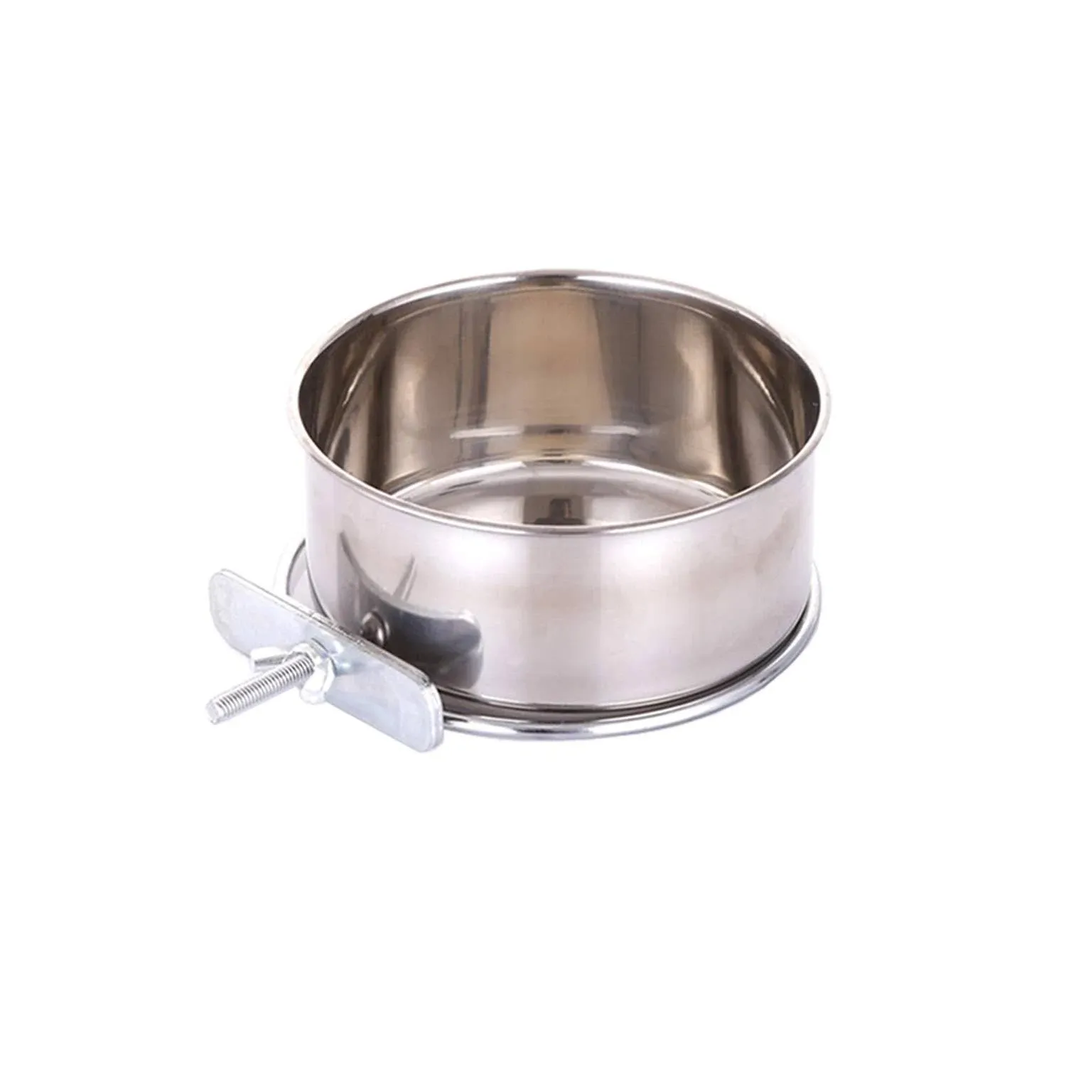 Pet Food Water Bowl with Clamp Holder Stainless Steel Coop Cup Hanging Feeder...