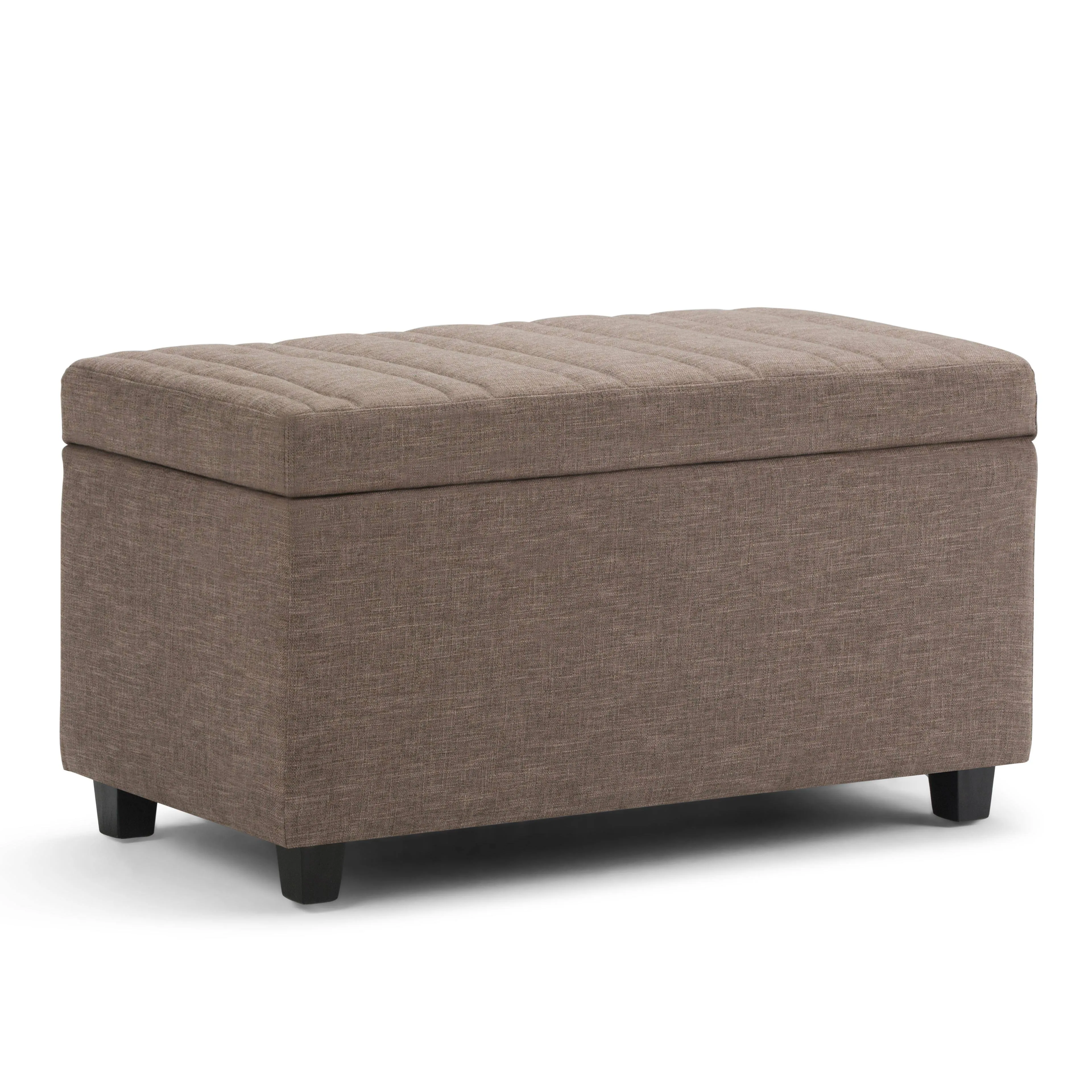 Simpli Home Darcy Fabric Storage Ottoman Bench in Fawn Brown