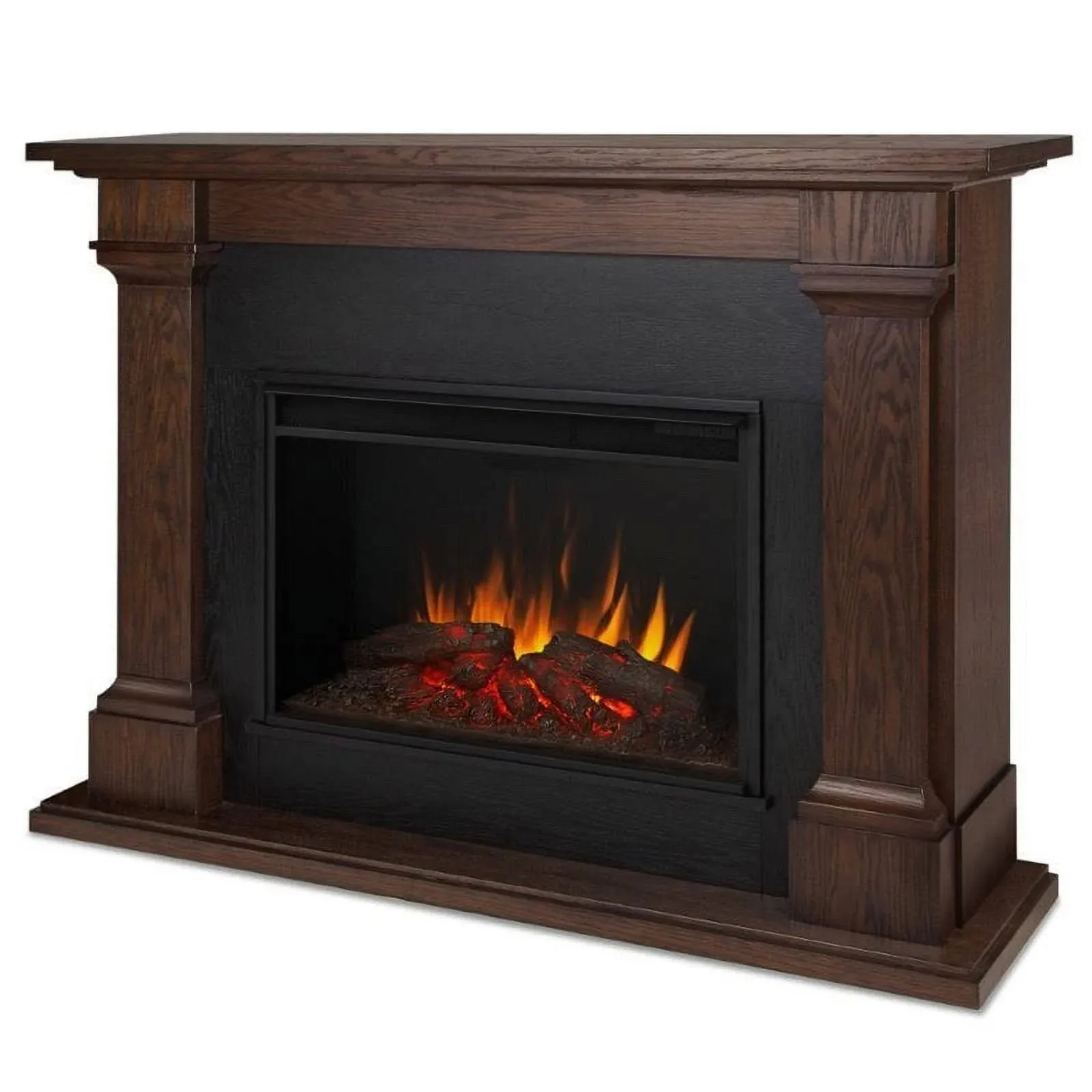 Bowery Hill Traditional Wood Electric Fireplace in Chestnut Oak/Black