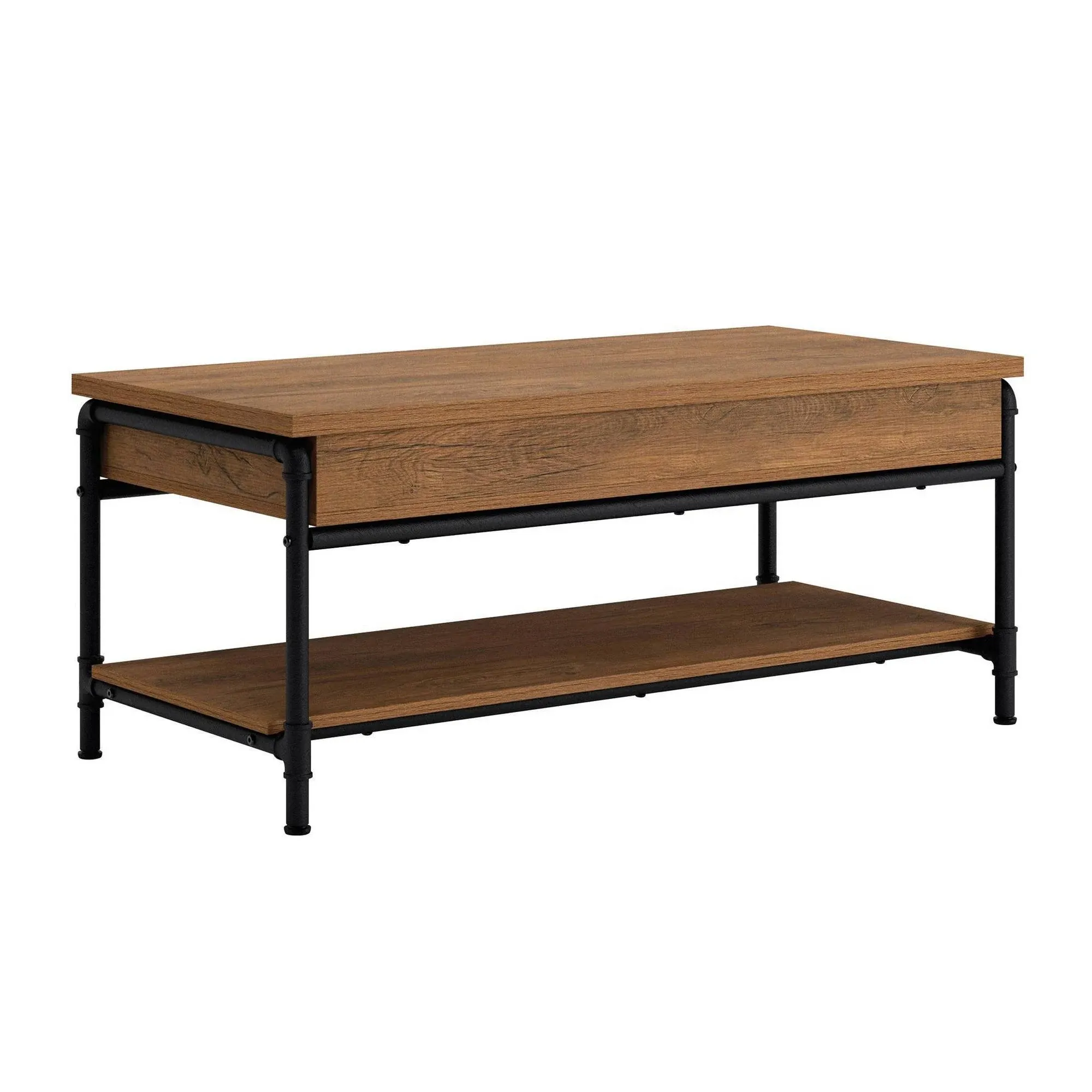 Sauder Iron City Engineered Wood Lift Top Coffee Table in Checked Oak - Industrial - Coffee Tables - by Homesquare | Houzz