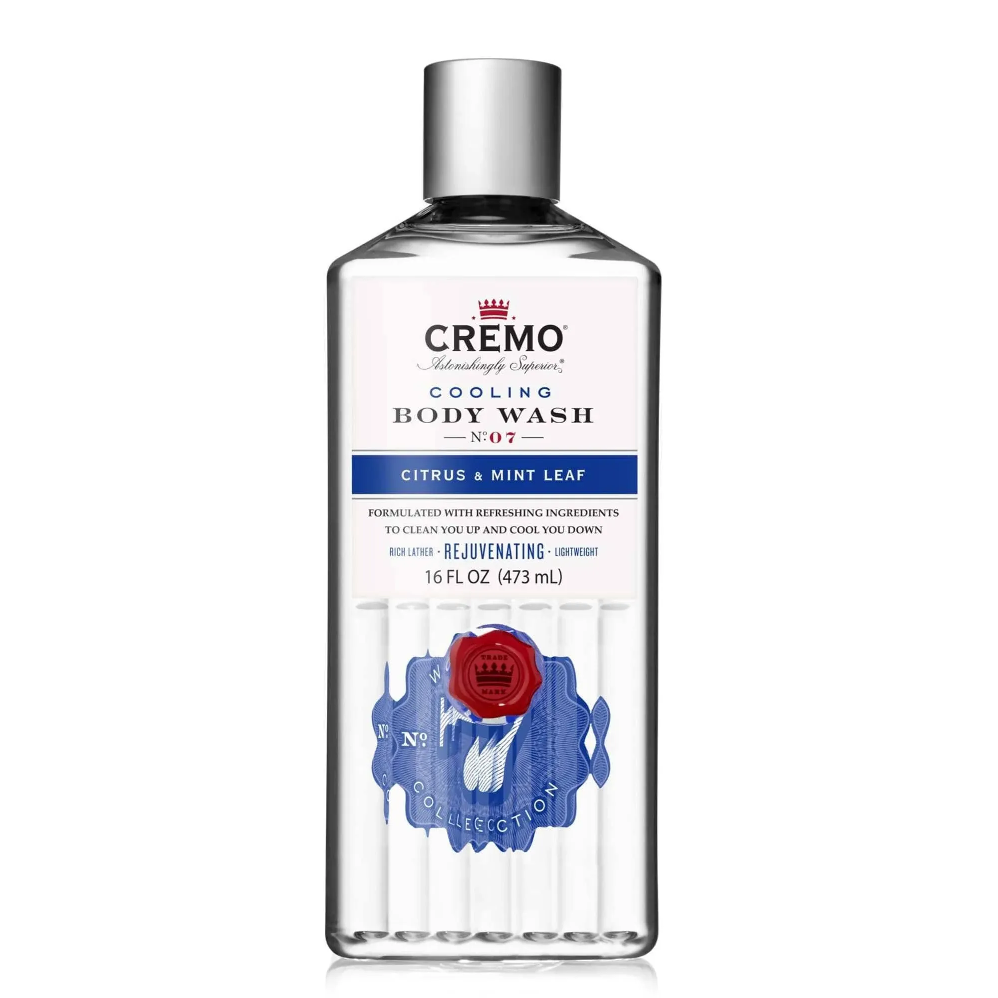 Cremo Rich-Lathering Cooling Citrus & Mint Leaf Body Wash for Men, Crisp, Refreshing Scent with A Lively Blend of Peppermint, 16 Fl Oz