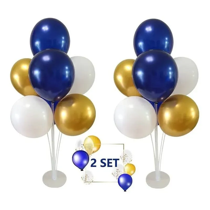 lkrzoa 2 Packs balloons Stand kit Table Decorations Gold Blue White Balloons 