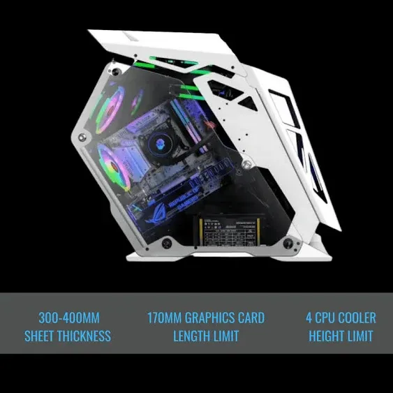 White K Chassis Desktop Computer PC Case Cabinet Computer Cases & AMP - Towers M-ATX PC Gaming Case for Desktop PC Computer, Modern Open Glass Case with USB 2.0 3.0 and Headphone Micro ATX