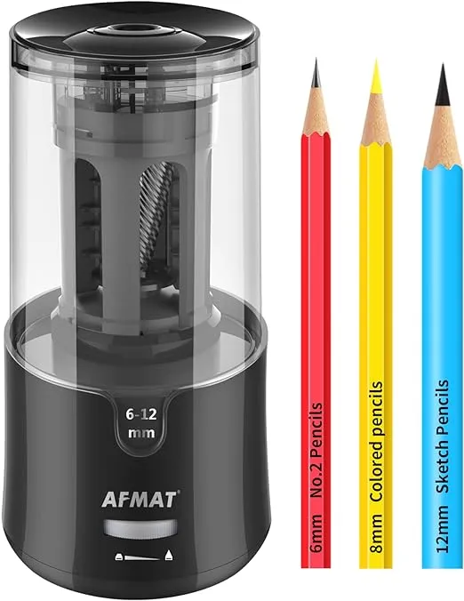 AFMAT Electric Pencil Sharpener, Sharpener for Colored Pencils, Black