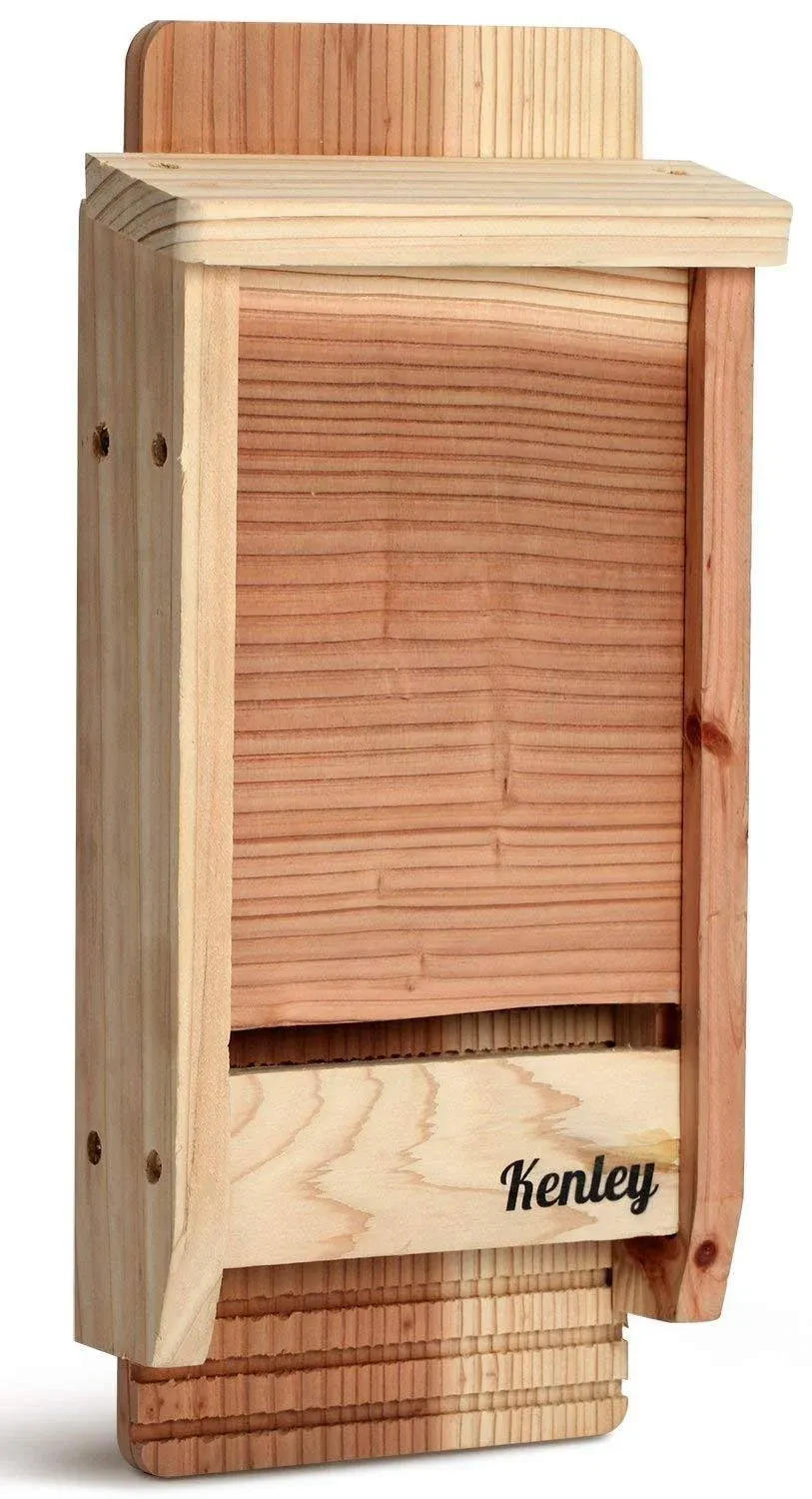 Kenley Bat Box House Shelter - Single Chamber Outdoor Bat Houses Kit - Cedar Wood