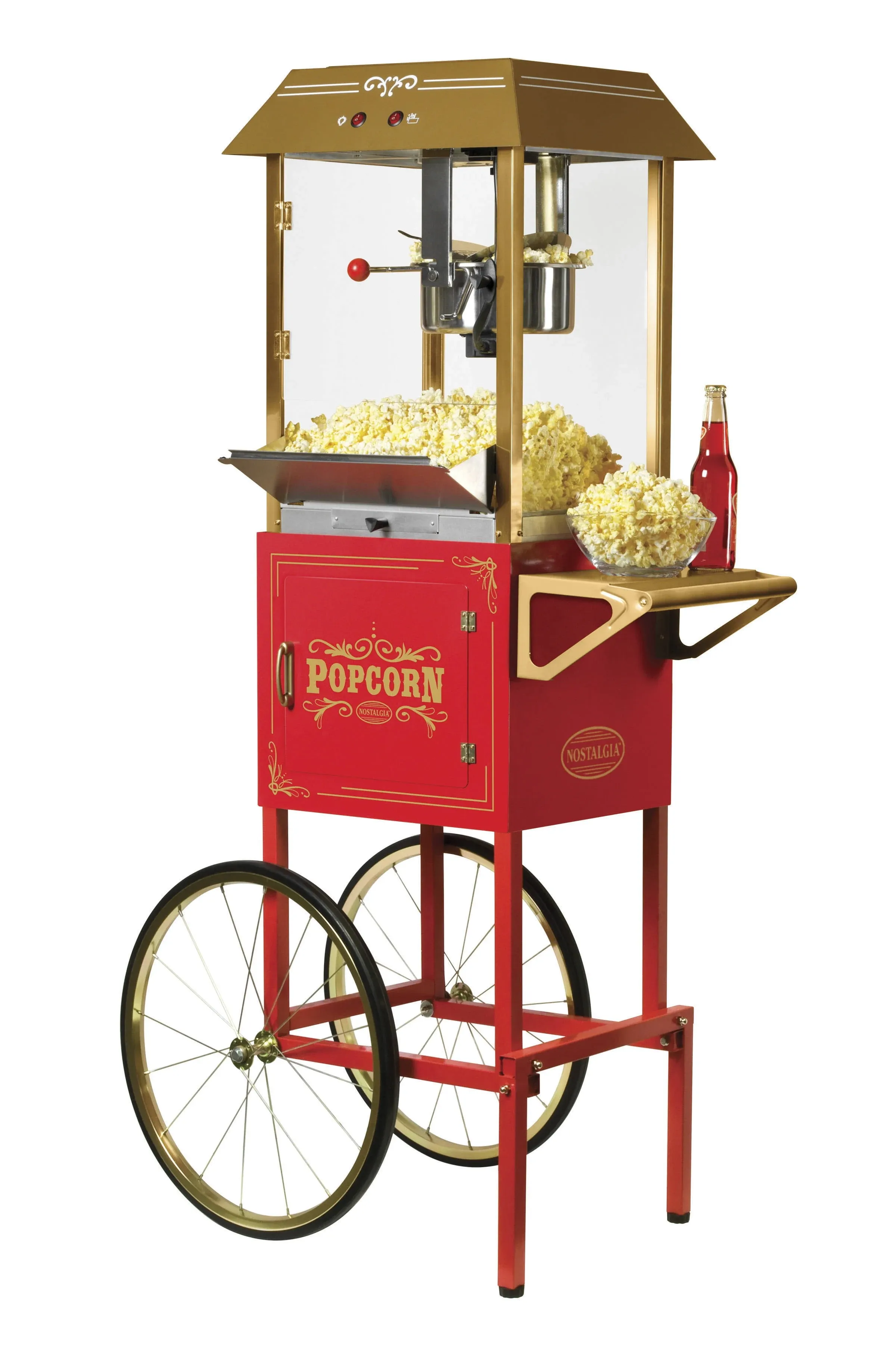 Nostalgia NKPCRT10RD Vintage 10 oz Commercial Popcorn Cart Red - 59 in. Tall