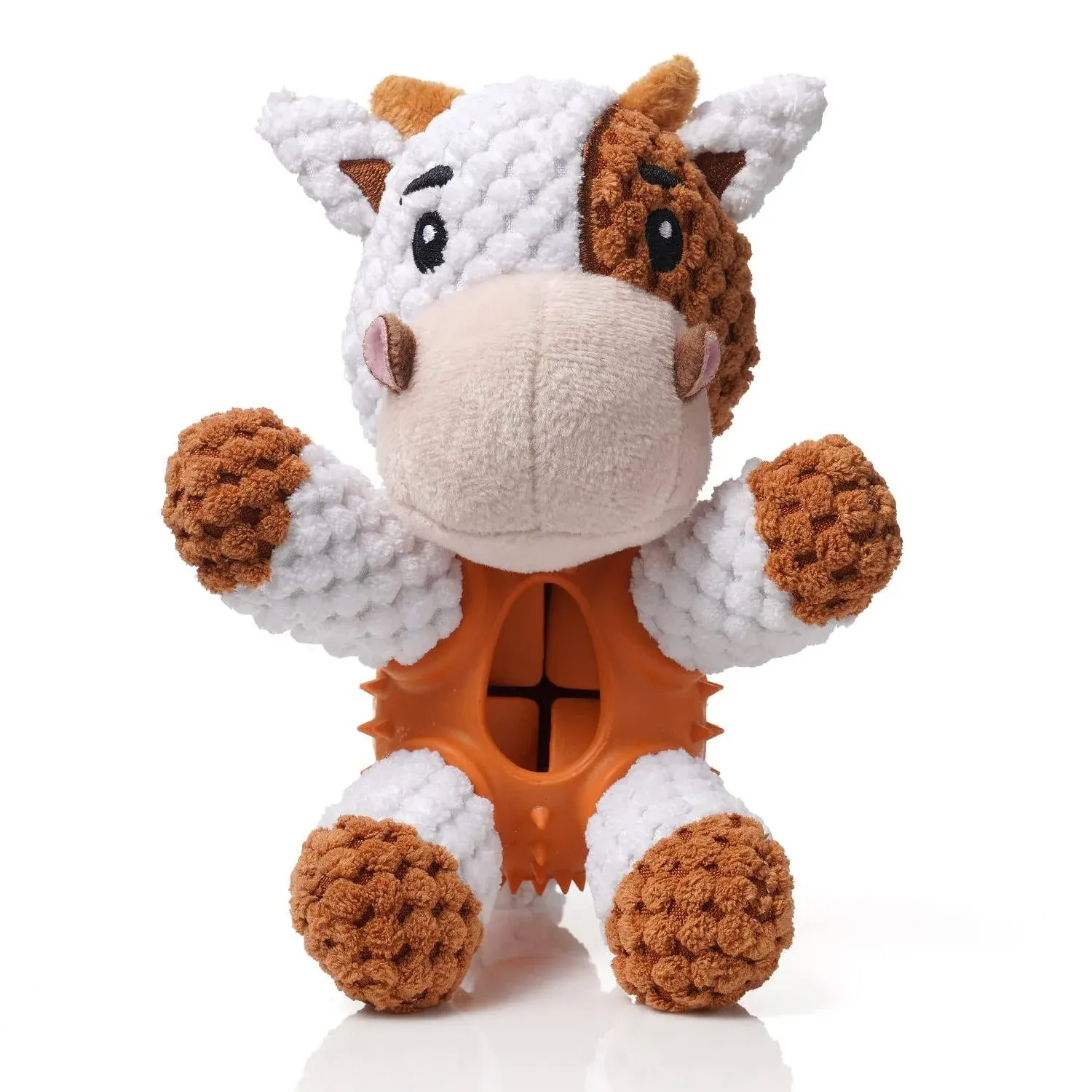 Squeaky Dog Cow, Plush Dog Toy for Small, Medium, Large Breed, Dog Chew Toy for Puppy, Interactive Toy with Treat Dispenser