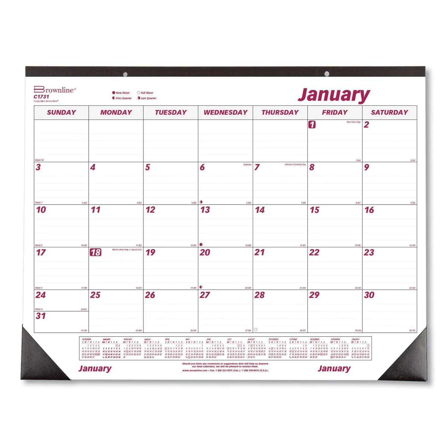 2024 Brownline 22 x 17 Monthly Desk Pad Calendar Chipboard (C1731)