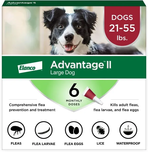 Advantage II XL Dog Vet-Recommended Flea Treatment & Prevention | Dogs Over 55 lbs. | 4-Month Supply