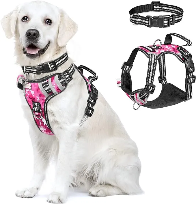 WINSEE Dog Harness No Pull Pet Harnesses with Dog Collar Adjustable Reflective ...