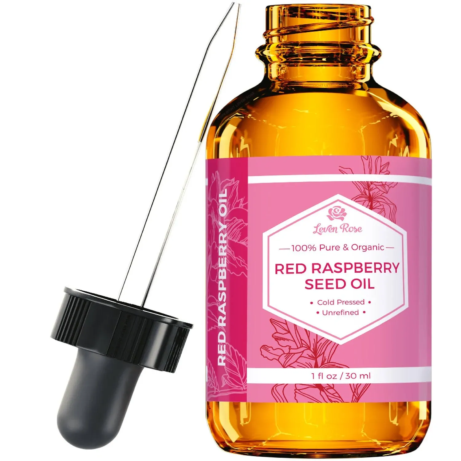 Red Raspberry Seed Oil by Leven Rose, 100% Organic, Natural for Face, Hands ...