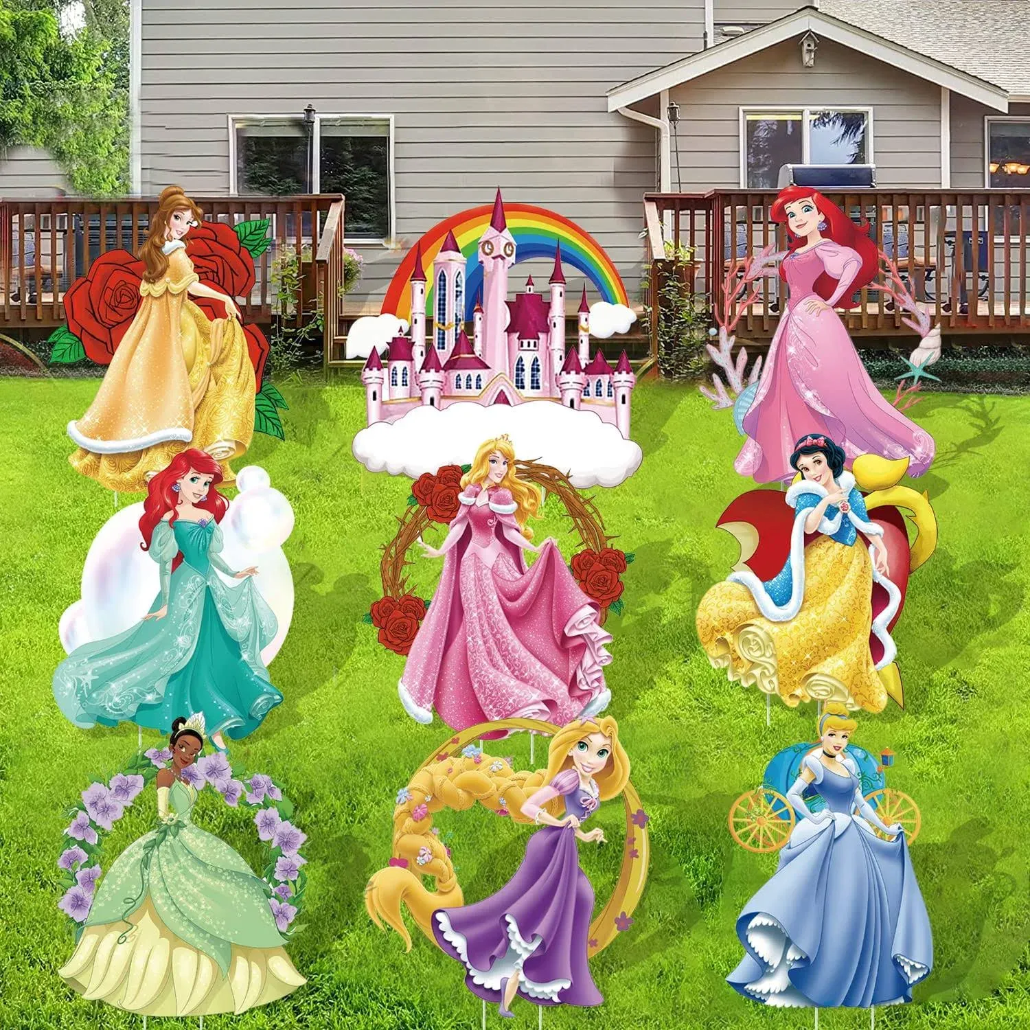 Hbavfihnbg Princess Party Supplies,9 Pcs Yard Signs with Stakes,Princess Birthday ...