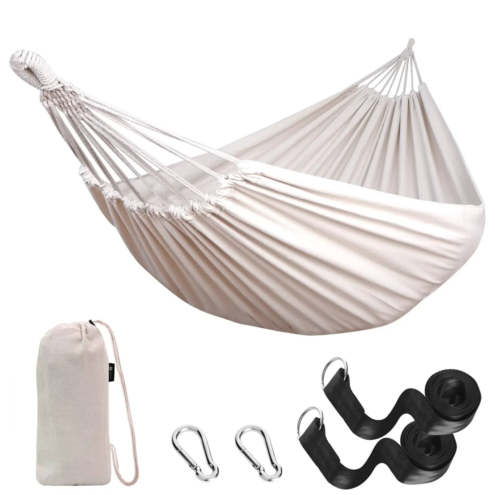 Anyoo Garden Cotton Hammock Comfortable Fabric Hammock with Tree Straps for Hanging Durable Hammock Up Portable Hammock with Travel Bag