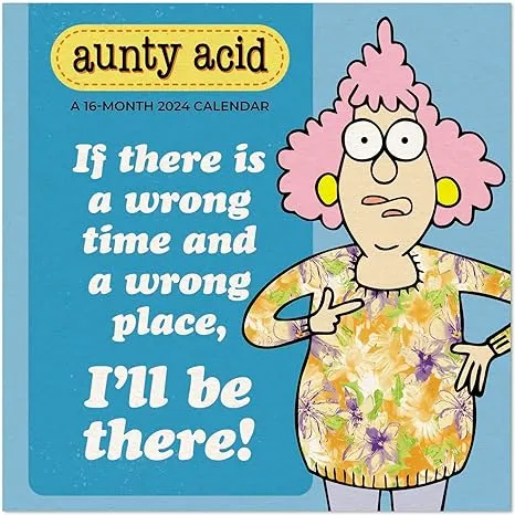 2024 Aunty Acid Monthly Wall Calendar, 16 Months, 12" x 12" (DDW1702824)