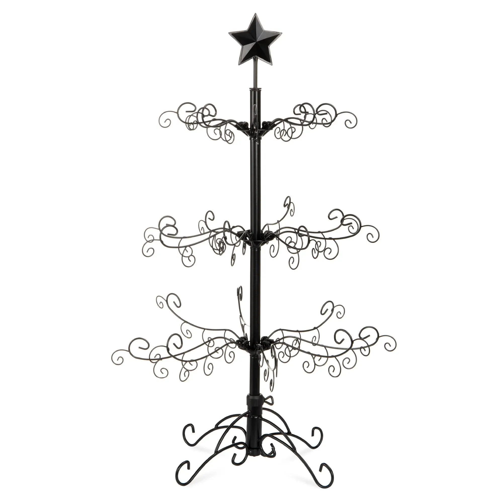 Wrought Iron Christmas Tree Ornament Display w/ Easy Assembly, Stand - 3ft