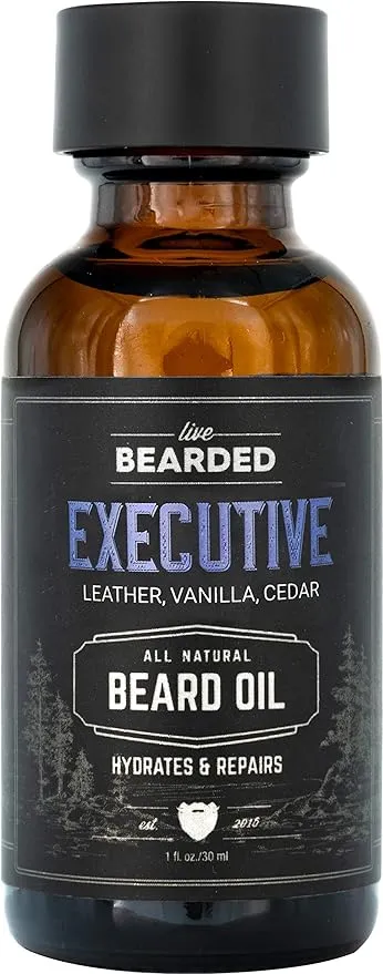 Live Bearded: Beard Oil - Executive - Premium Beard and Skin Care with Jojoba Oil - 1 fl. oz. - Beard Itch and Dry Skin Relief - Handcrafted with All-Natural Ingredients - Made in the USA