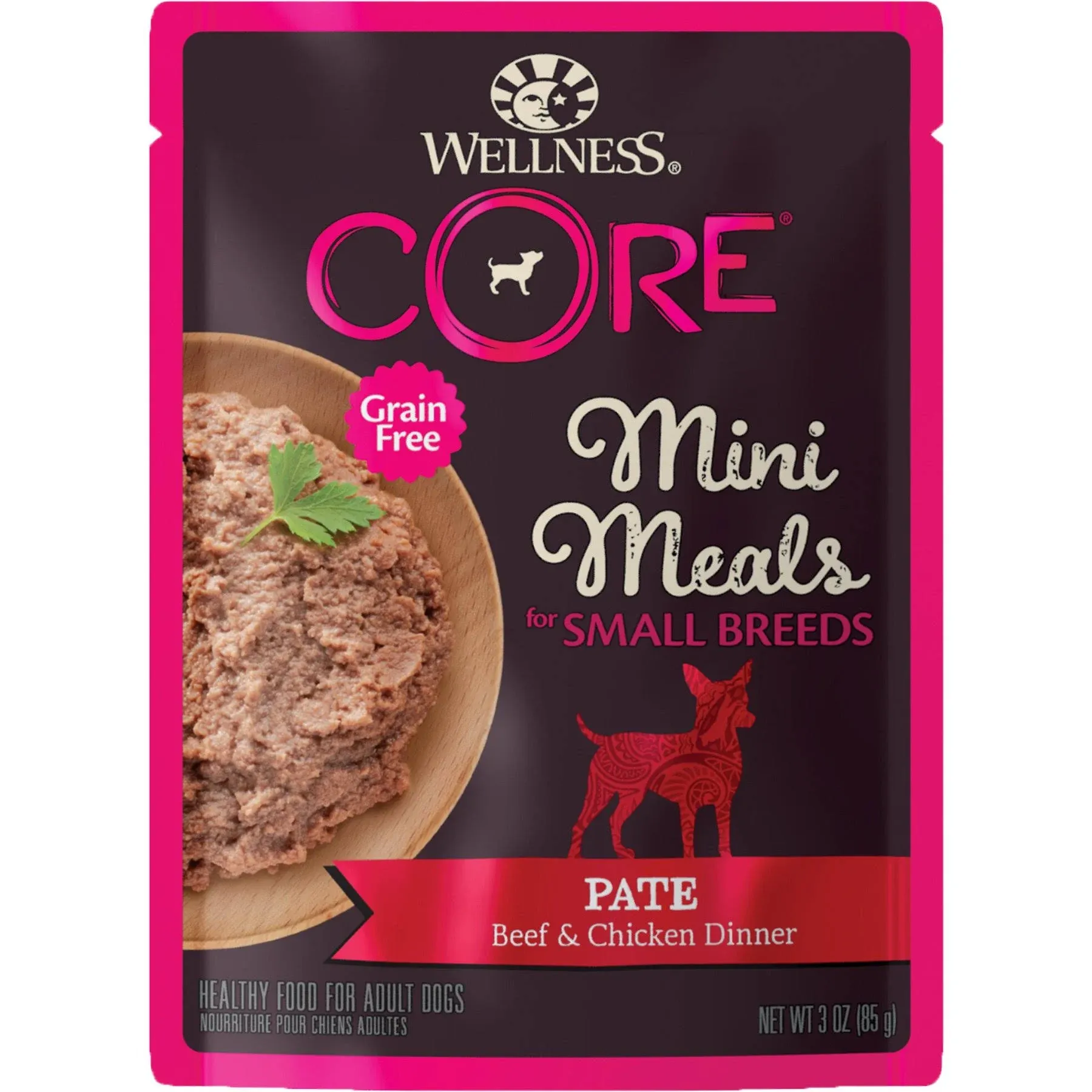 Wellness Core Natural Grain Free Small Breed Mini Meals Wet Dog Food Pate Beef ...