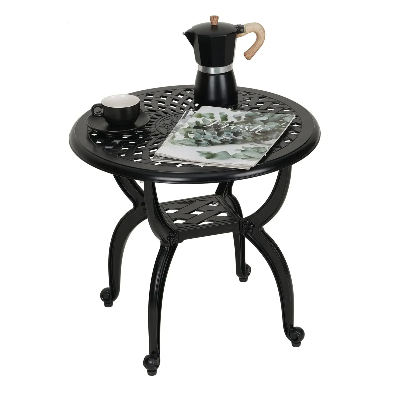 Cast Aluminum Outdoor Side Table,Anti-Rus<wbr/>t Outdoor End Table,Patio Coffee Bistr