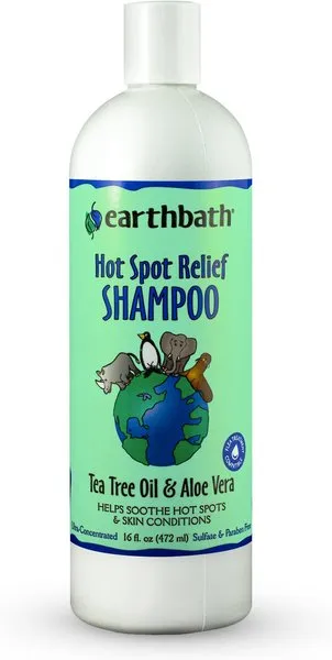 earthbath Hot Spot Relief Pet Shampoo, Tea Tree Oil & Aloe Vera, 16oz – Best Dog Shampoo for Itching & Skin Conditions – Made in USAearthbath Hot Spot Relief Pet Shampoo, Tea Tree Oil & Alo…