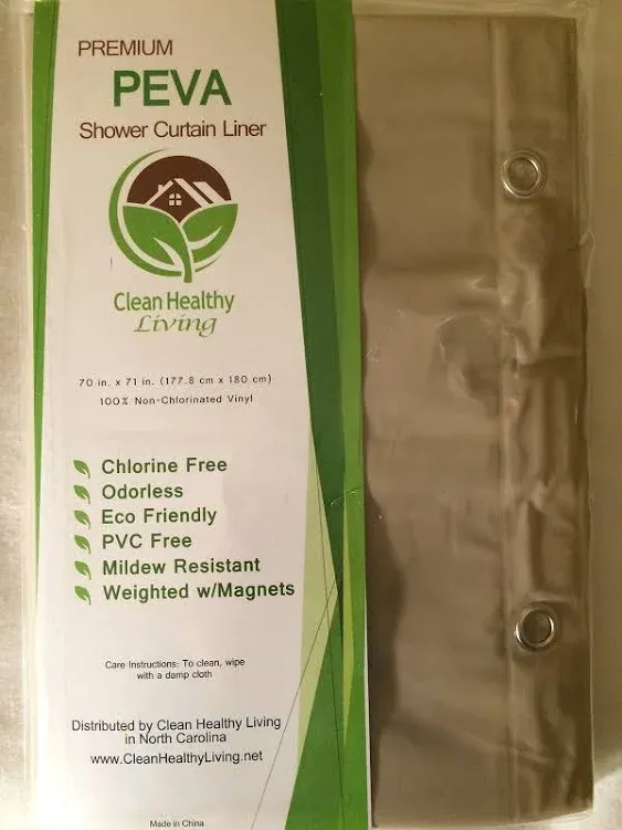 PEVA Shower Liner: (Magnets and Suction Cups). 70 x 71 Inches Long - Taupe Color