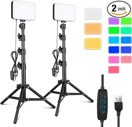 Torjim RGB Photography Video Lighting,Studio Lights with Adjustable Tripod Stand - 16 Color Lighting for Video Recording/YouTube/TikTok/Live Streaming/Make up/Vlogging