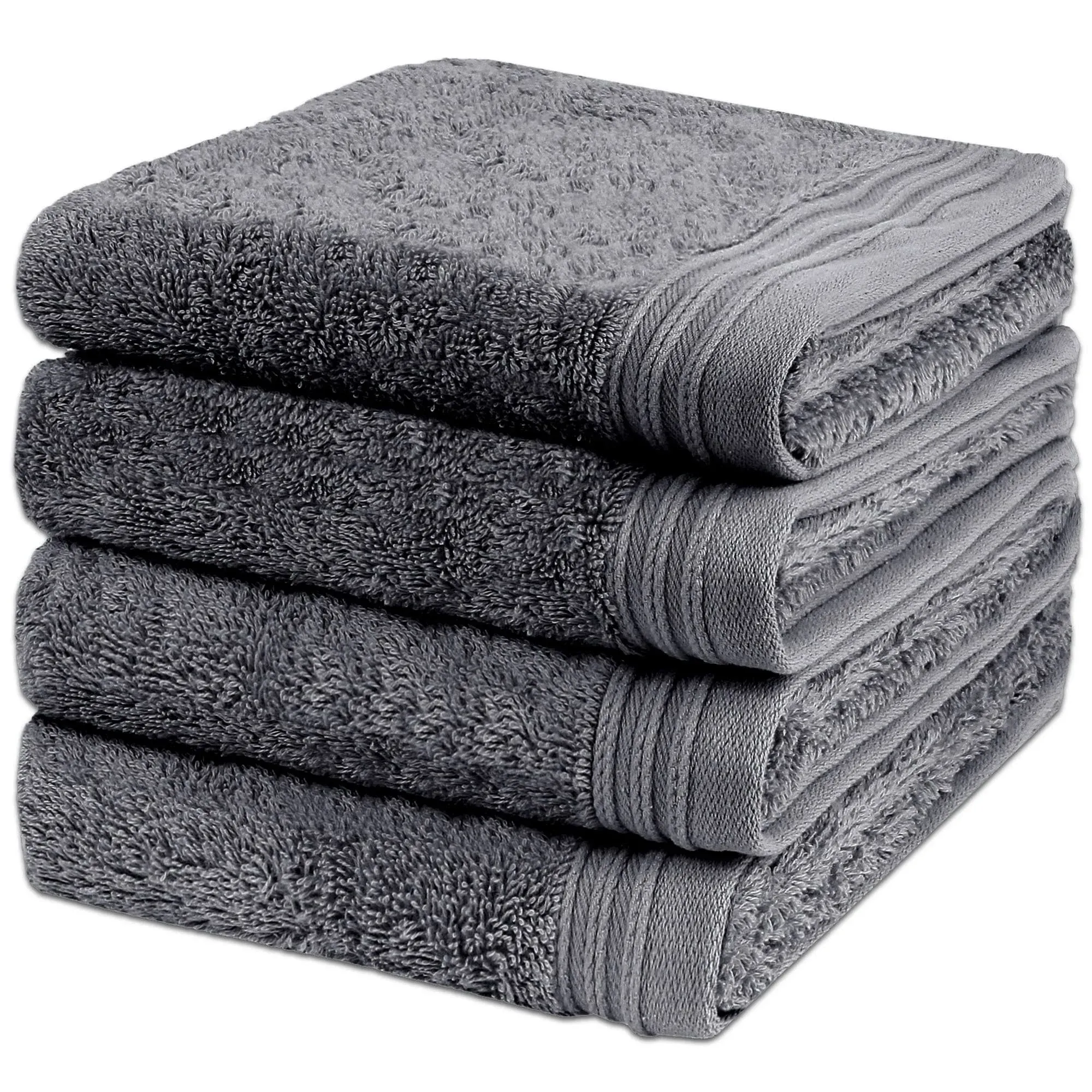 Weidemans Premium Towel Set of 4 Hand Towels 18" x 30" Color: Dark Grey |100% Cotton|4 Ultra Soft and Highly Absorbent Hand Towels for Bathroom, Gym