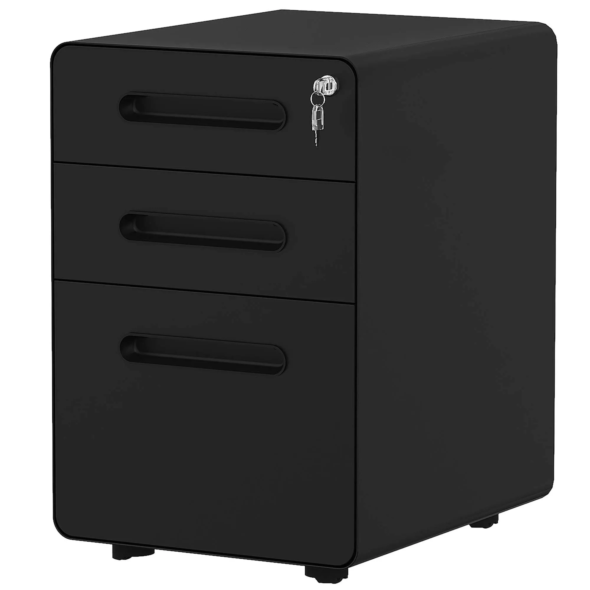 3-Drawer Rolling File Cabinet, Metal Mobile File Cabinet with Lock