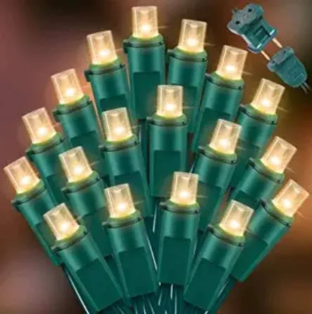 Warm White Wide Angle LED String Lights, 64.8 Ft 300 Count, Pack of 3 Strands 21.9 Ft 100 Lights UL Certified Commercial Grade Green Wire 5mm Holiday String Light