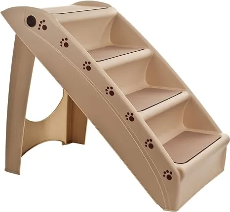 Dog Stairs - Pet Stairs with 4-Step Design for Beds, Couches, Cars - Pet Steps for Puppies, Kittens, and Small Pets by PETMAKER (Gray)