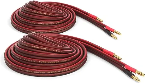 Micca Pure Copper Speaker Wire with Gold Plated Banana Plugs, 14AWG, 6 Feet 2 Meter, Pair