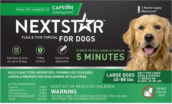 NextStar Flea & Tick Topical Treatment for Large Dogs, 45-88 lbs