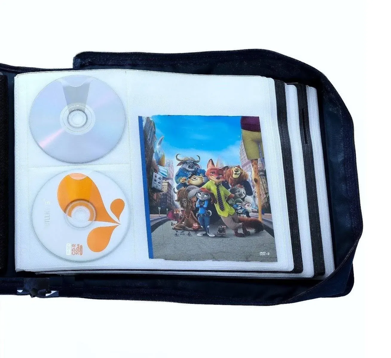 DVD CD Storage Case with Extra Wide Title Cover Pages for Blu Ray Movie Music