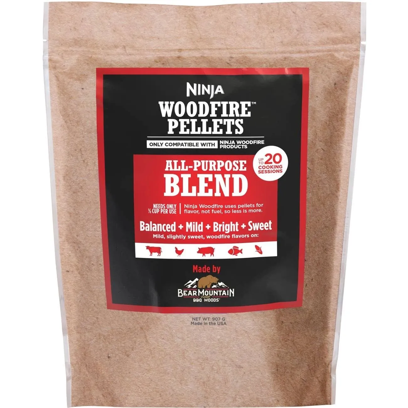 Ninja Woodfire Pellets, All-Purpose Blend, 2-lb Bag - XSKOP2RL