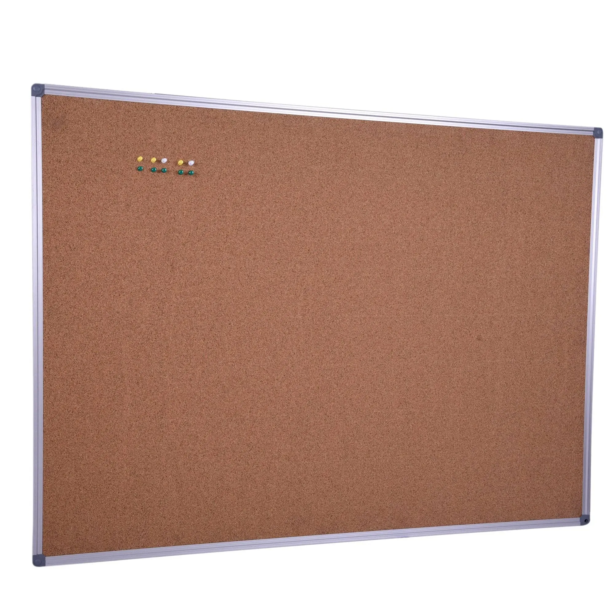 36 x 24 Inch Cork Board Notice Bulletin Message Board with Satin-Finished Aluminum Frame for Home Office Classroom School, 10 Free Push Pins Included