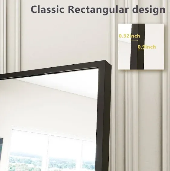 BEAUTYPEAK 71"x31" Full Length Mirror Rectangle Floor Mirrors for Standing Leaning or Hanging Black