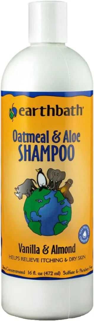 Earthbath Oatmeal & Aloe Pet Shampoo - Vanilla & Almond, Itchy & Dry Skin Relief, Soap-Free, for Dogs & Cats, 100% Biodegradable & Cruelty Free, Give Your Pet That Heavenly Scent - 16 Fl. Oz (1 Pack)