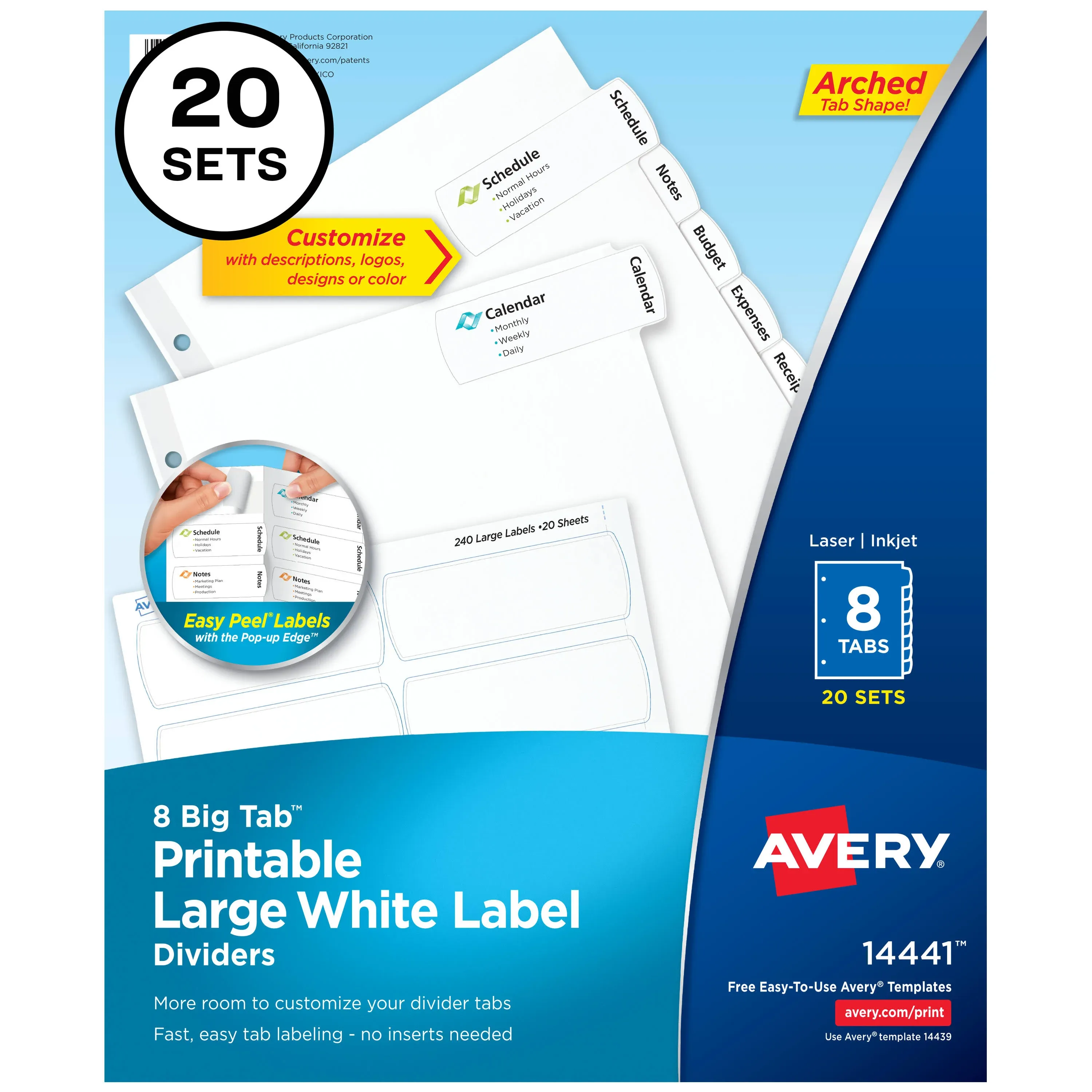 Avery Big Tab Printable Large White Label Tab Dividers 14441