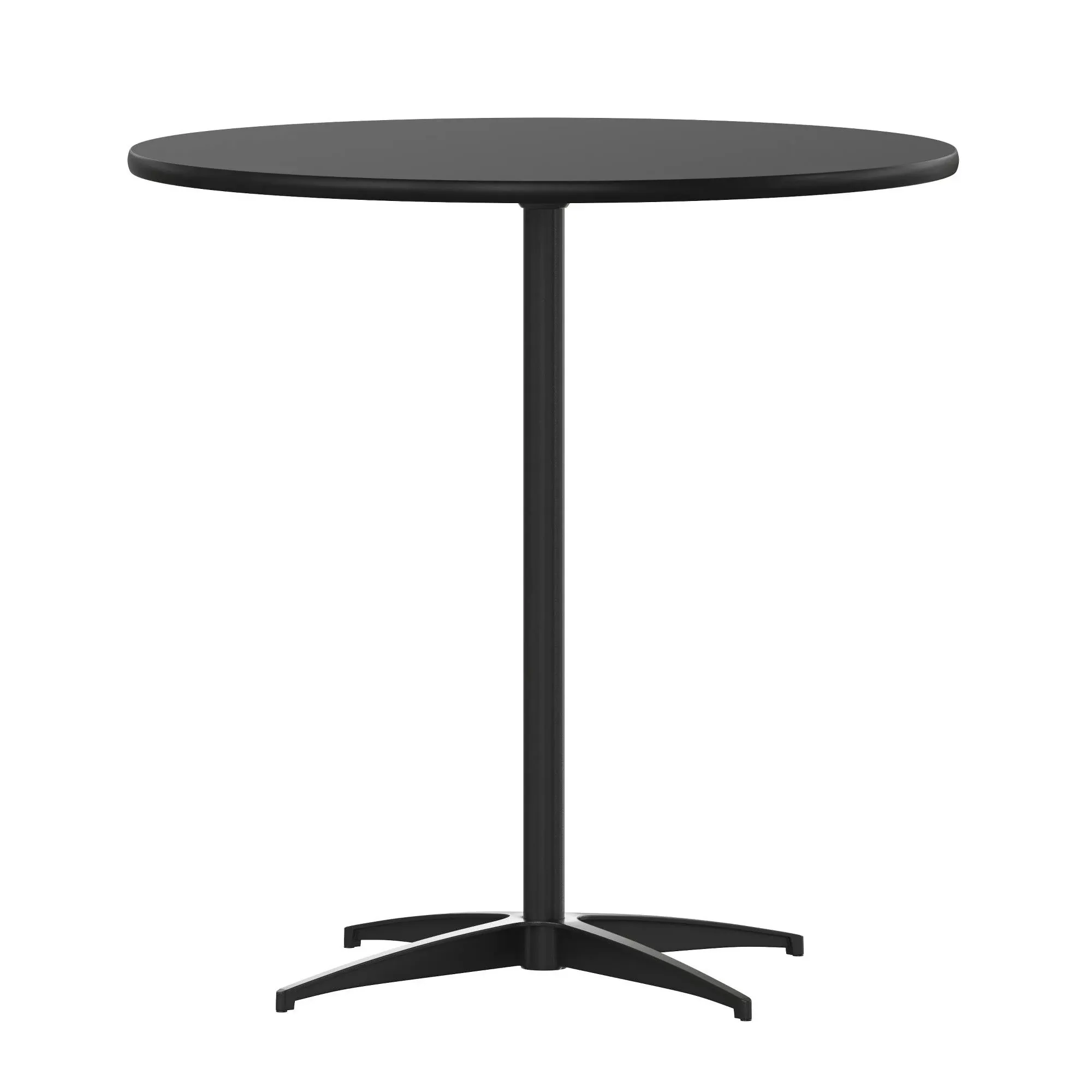 Flash Furniture 24 in. Lars Round Wood Cocktail Table with 30 & 42 in. Columns Black