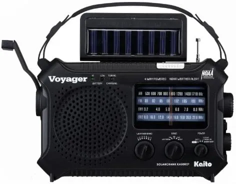 Kaito KA500IP-BLK Voyager Solar/Dynamo AM/FM/SW NOAA Weather Radio with Alert and Cell Phone Charger, BlackKaito KA500IP-BLK Voyager Solar/Dynamo AM/FM/SW…