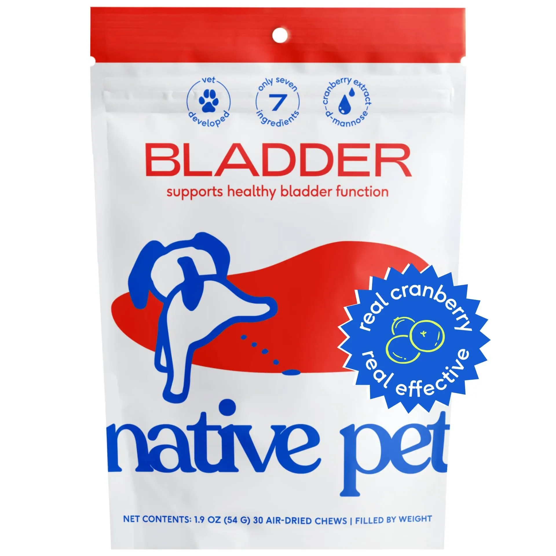 Native Pet Bladder Cranberry Chews for Dogs, Count of 30