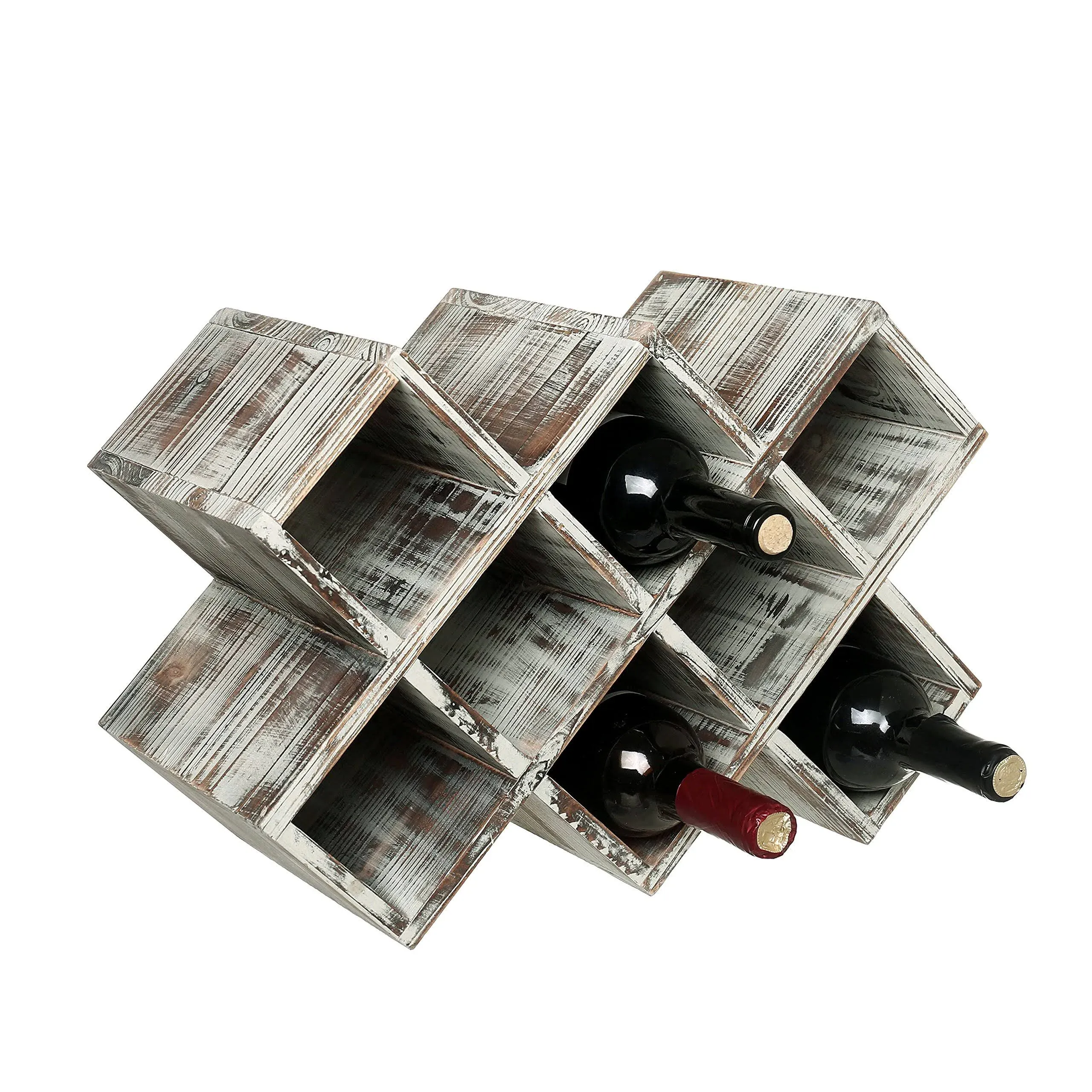 8 Bottle Countertop Brown Wood Wine Storage Rack Stand, Freestanding Wine Rack