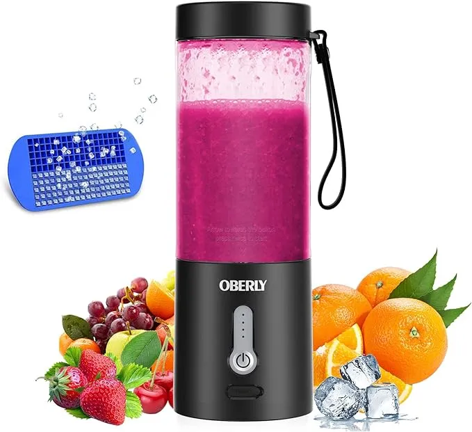 Portable Blender for Shakes and Smoothies, OBERLY Personal Travel Blender for Protein with 4000mAh USB Rechargeable Battery, Crush Ice, Frozen Fruit and Drinks, 18 oz Mini Travel Cup