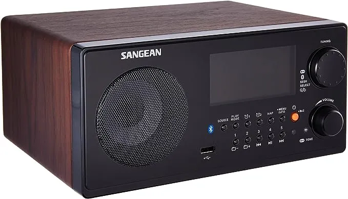 Sangean WR-22WL AM/FM-RDS/Bluetooth/USB Table-Top Digital Tuning Receiver (Dark Walnut)