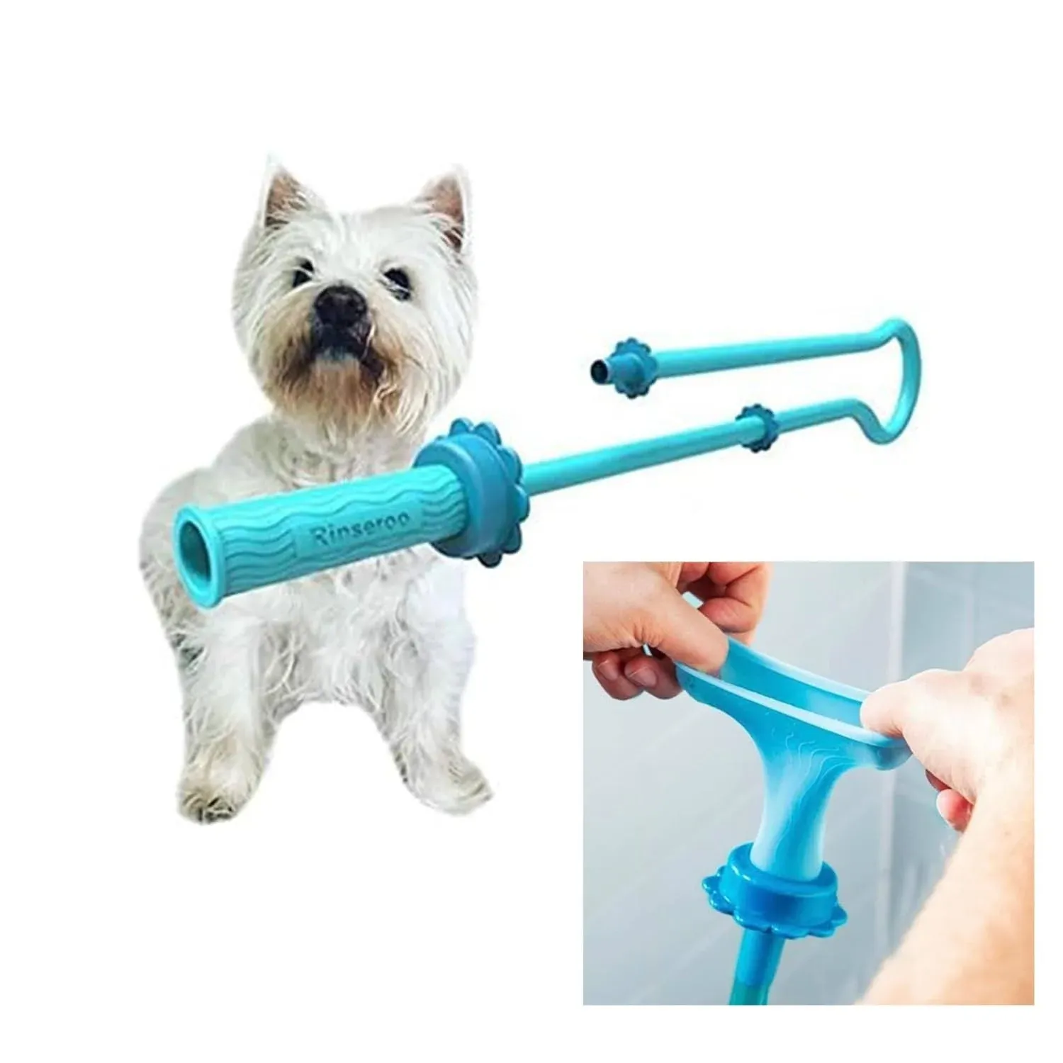 Rinseroo: Slip-On Dog Wash Hose ATTACHMENT. Pet Bather for Showerhead and Sink.