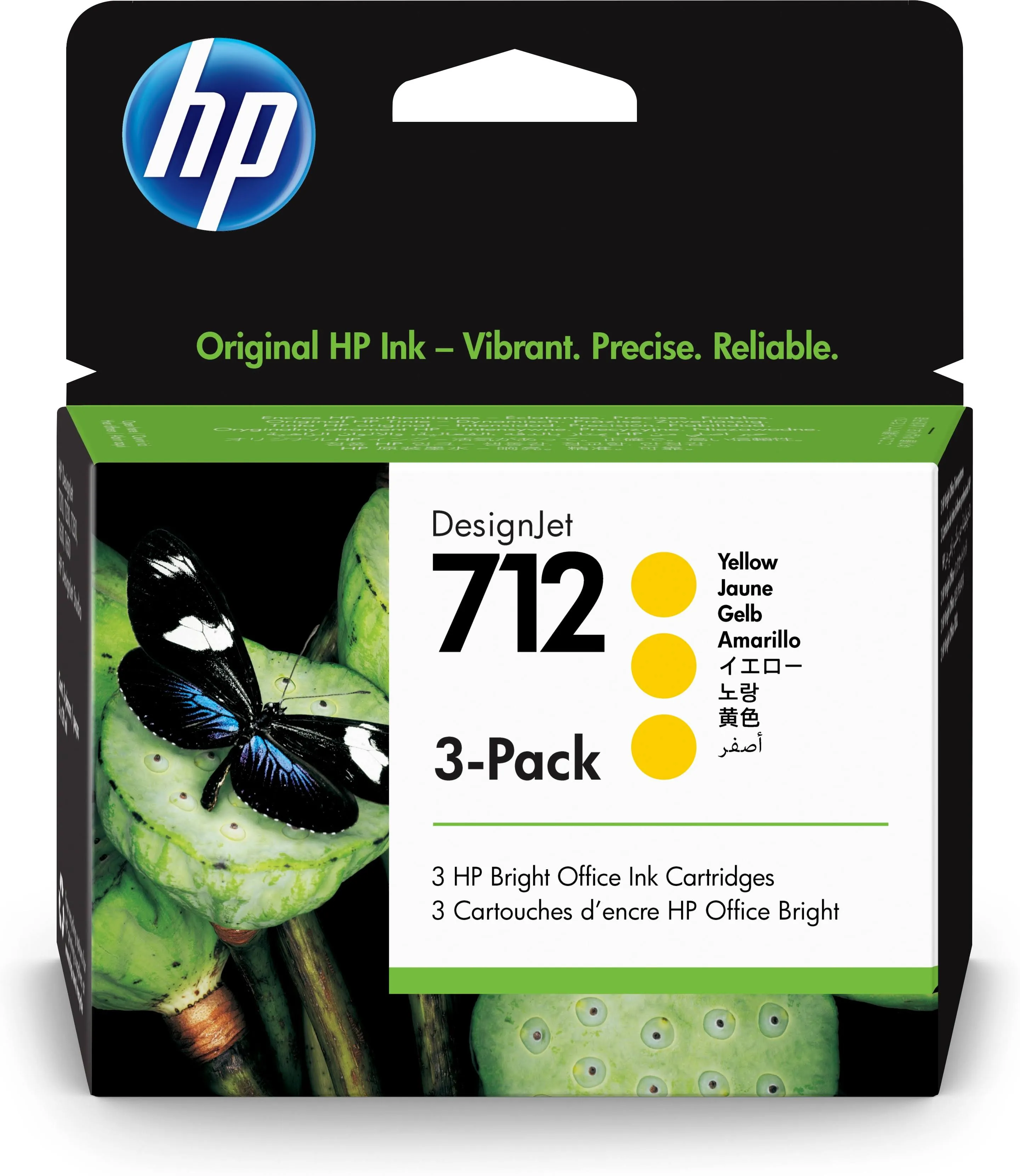 HP 712 Yellow 29-ml 3-Pack Genuine Ink Cartridges (3ED79A) for DesignJet T650, T630, T230, T210 & Studio Plotter Printers