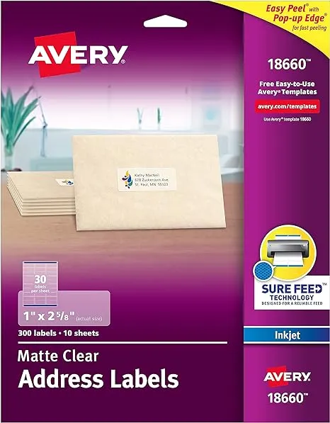 Avery Matte Clear Easy Peel Address Labels 18660