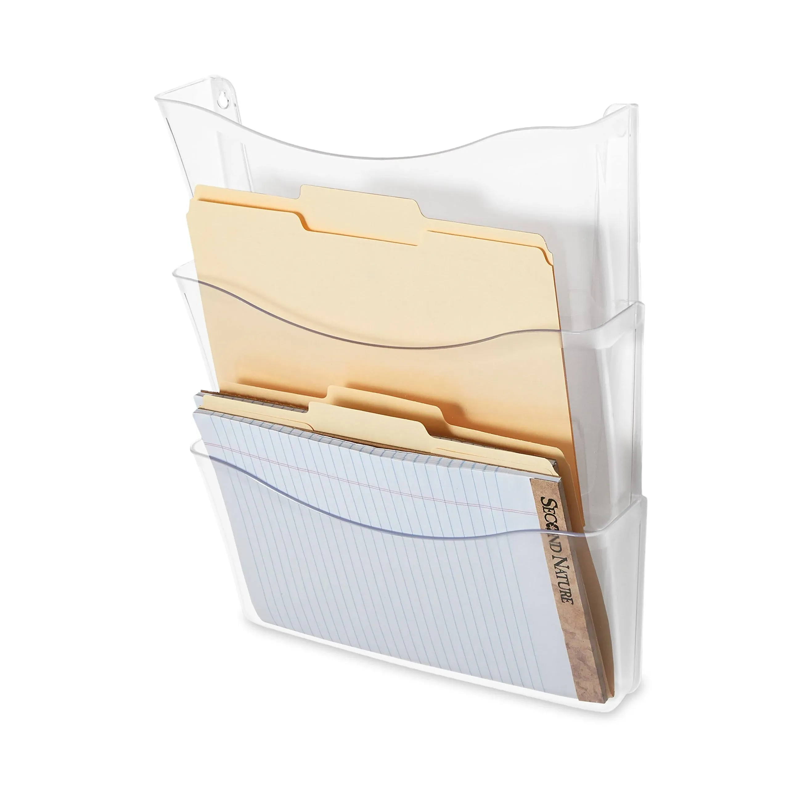 Rubbermaid Unbreakable Three Pocket Wall File Set, Letter, Clear