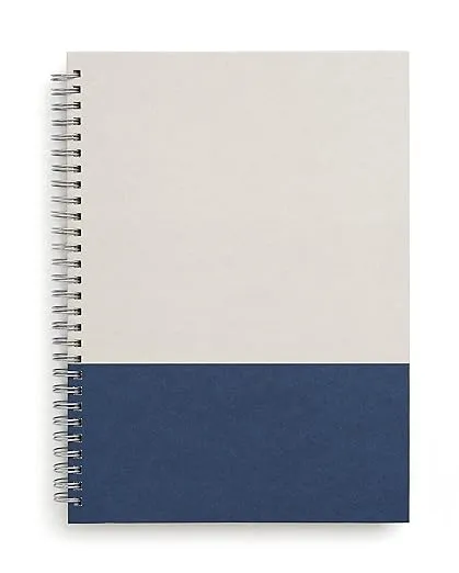 Medium Hard Cover Ruled Notebook, Gray/Blue